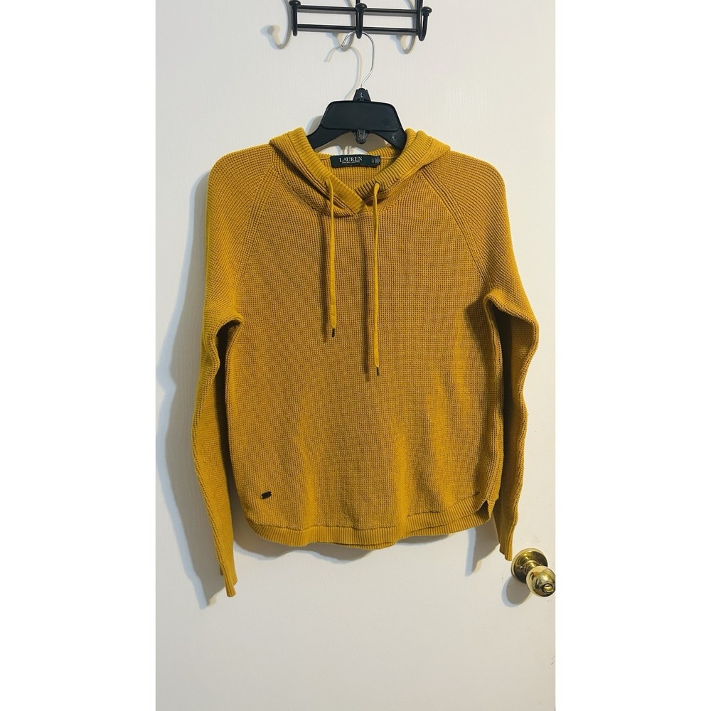 Women's Ralph Lauren Pullover Hoodie Mustard Color Size Large